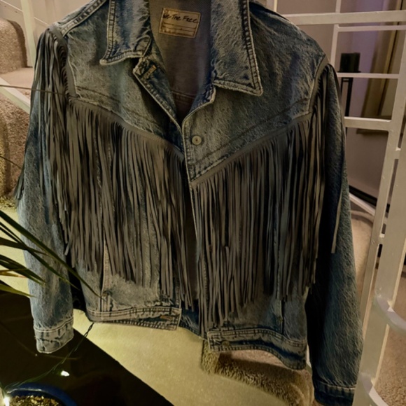 Free People Fringe Denim Jacket, size Small - Picture 3 of 3